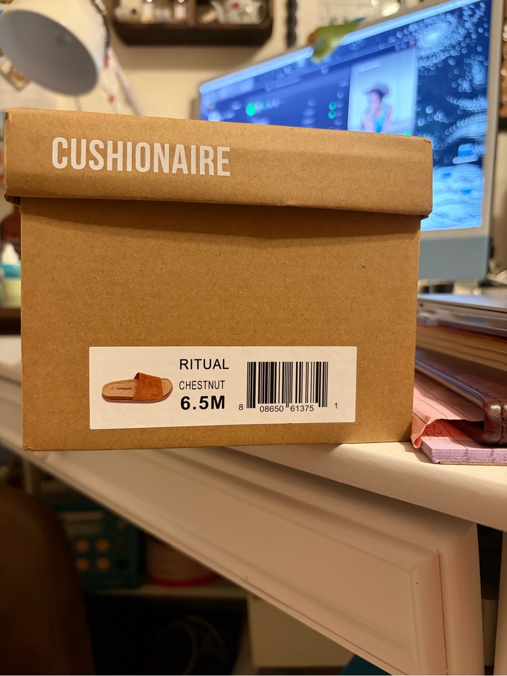 Cushionaire Women's Tan Suede Arch Support Slide Sandals - Picture 5 of 6